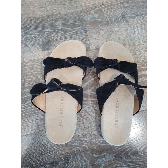 Jack Roger Double Knot‎ Leather Comfort Sandal Annie Black size 7 #7 - Picture 1 of 6